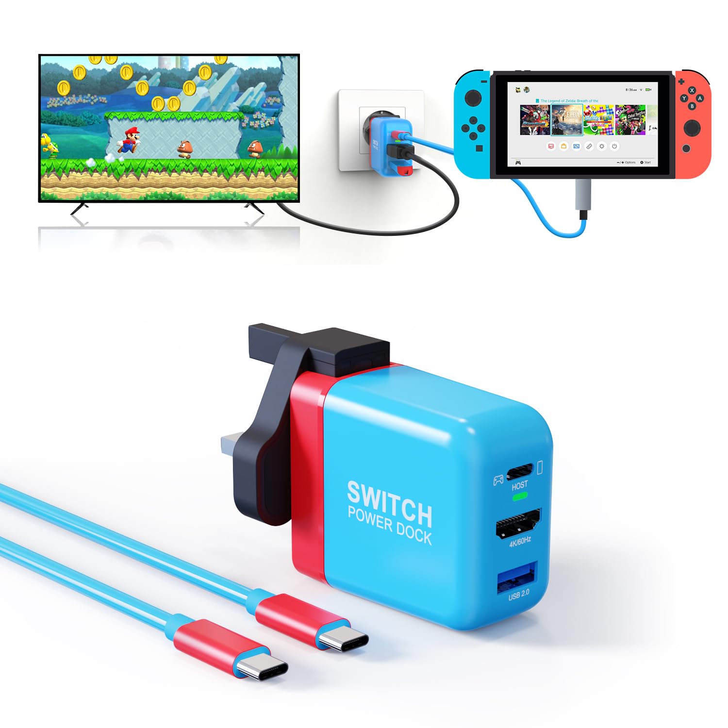 Charger Nintendo Switch Covert Dock Genki Covert Dock Nintendo