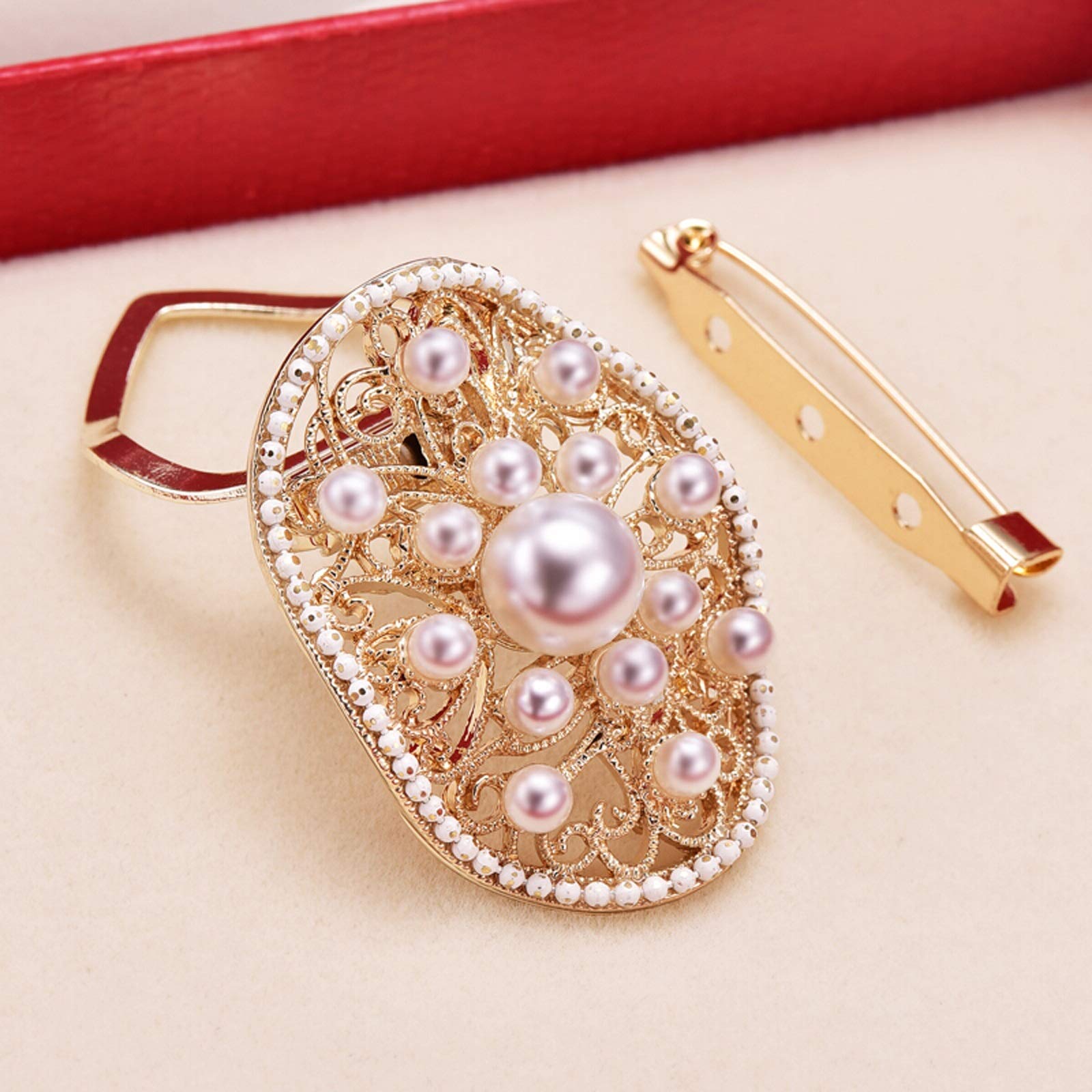 Broszka damska Pin Sztuczne perłowe broszki Przypinki, do odzieży Kołnierzyk Akcesoria do szalików Broszka Wysokiej klasy dwufunkcyjna, luksusowa duża broszka Dekoracja Wykwintne broszki