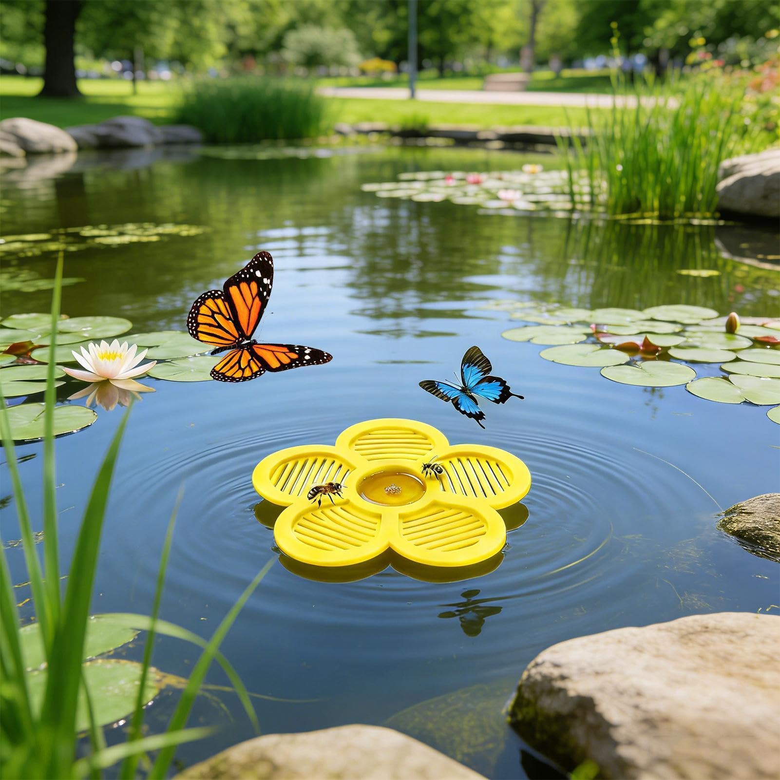Île flottante, en forme de , abreuvoir à insectes pour jardin, terrasse, cour, étang,