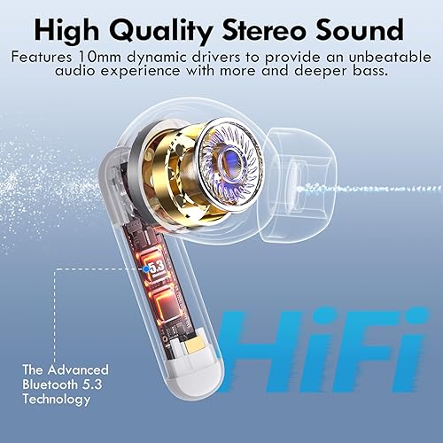 Miniatura 5 de kurdene Wireless Earbuds, Bluetooth 5.3 in Ear Buds Light Weight Headphones with Deep Bass Sound,48 Hours Playtime Headset,Clear Calls Earphones