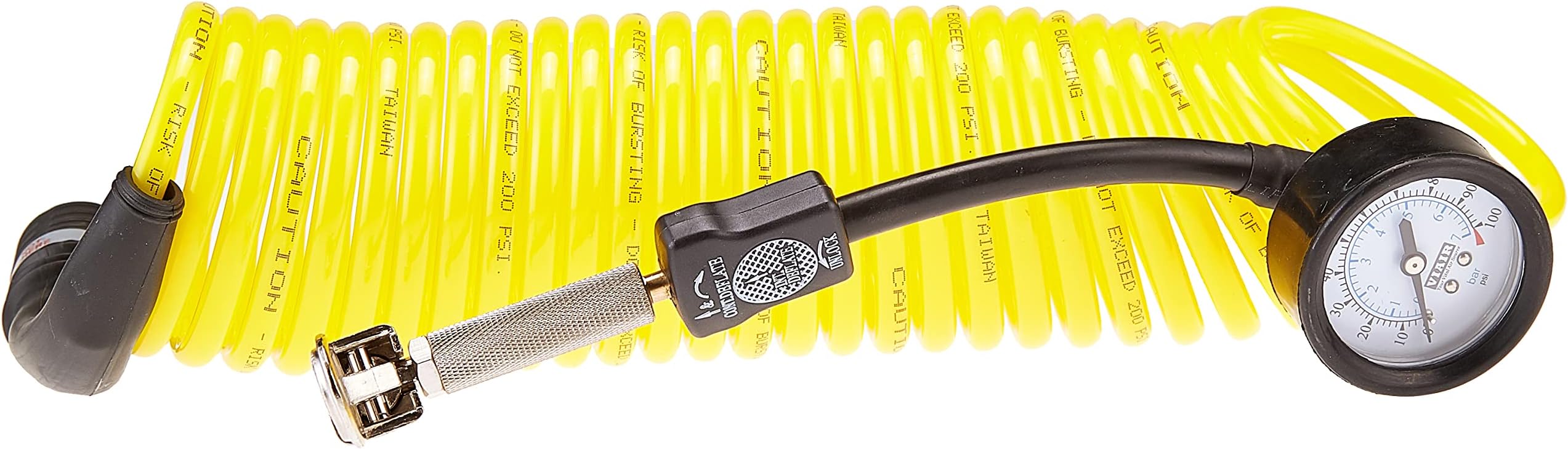 VIAIR00025 5 in 1 Deflator/Inflator with 25' Extension Coil Hose, Yellow