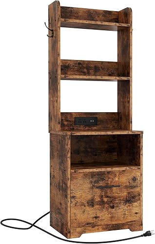 IRONCK Archivador con estantería y toma de corriente archivador vertical para archivo de tamaño cartalegalA4A3 soporte grande para impresora con