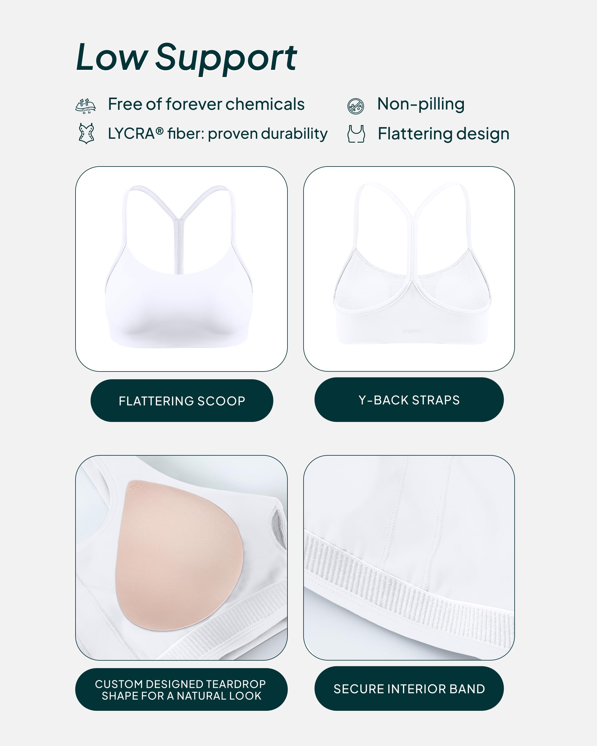 PAVOI ACTIVE Racerback-Sport-BHs für Damen, U-Ausschnitt, FlexFlow