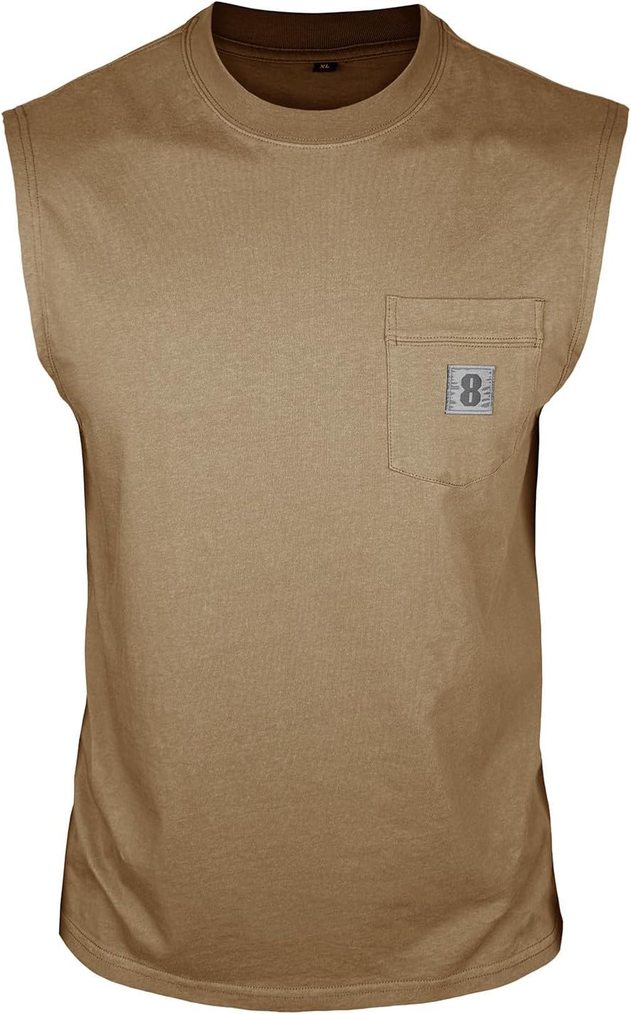 Mens Workout Tank Tops Quick Dry Sleeveless Running Shirts Cotton Gym Shirts Muscle Bodybuilding Shirt with Pocket