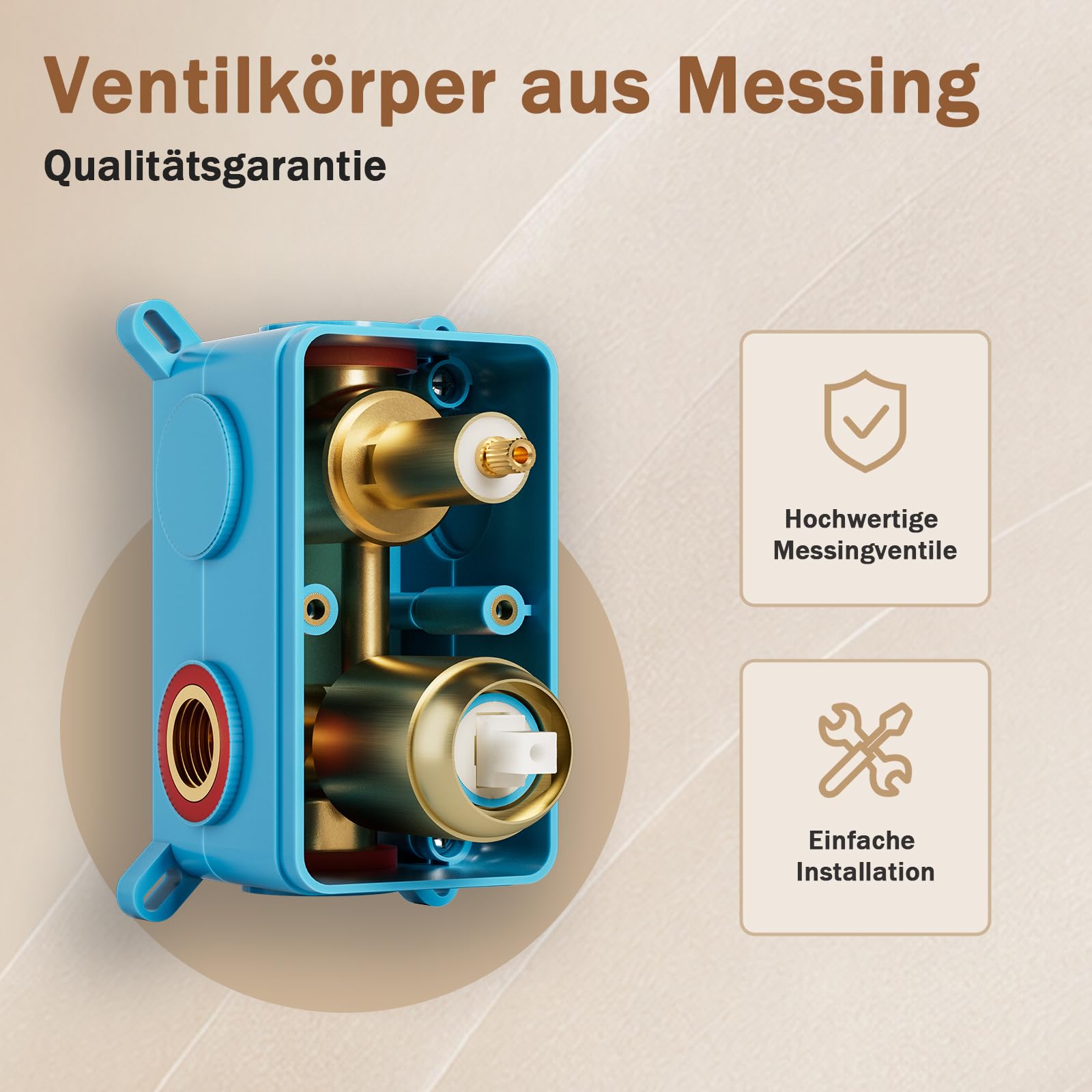 Unterputz Duscharmatur Set, Duschsystem Unterputz Gold mit 25cm Regendusche