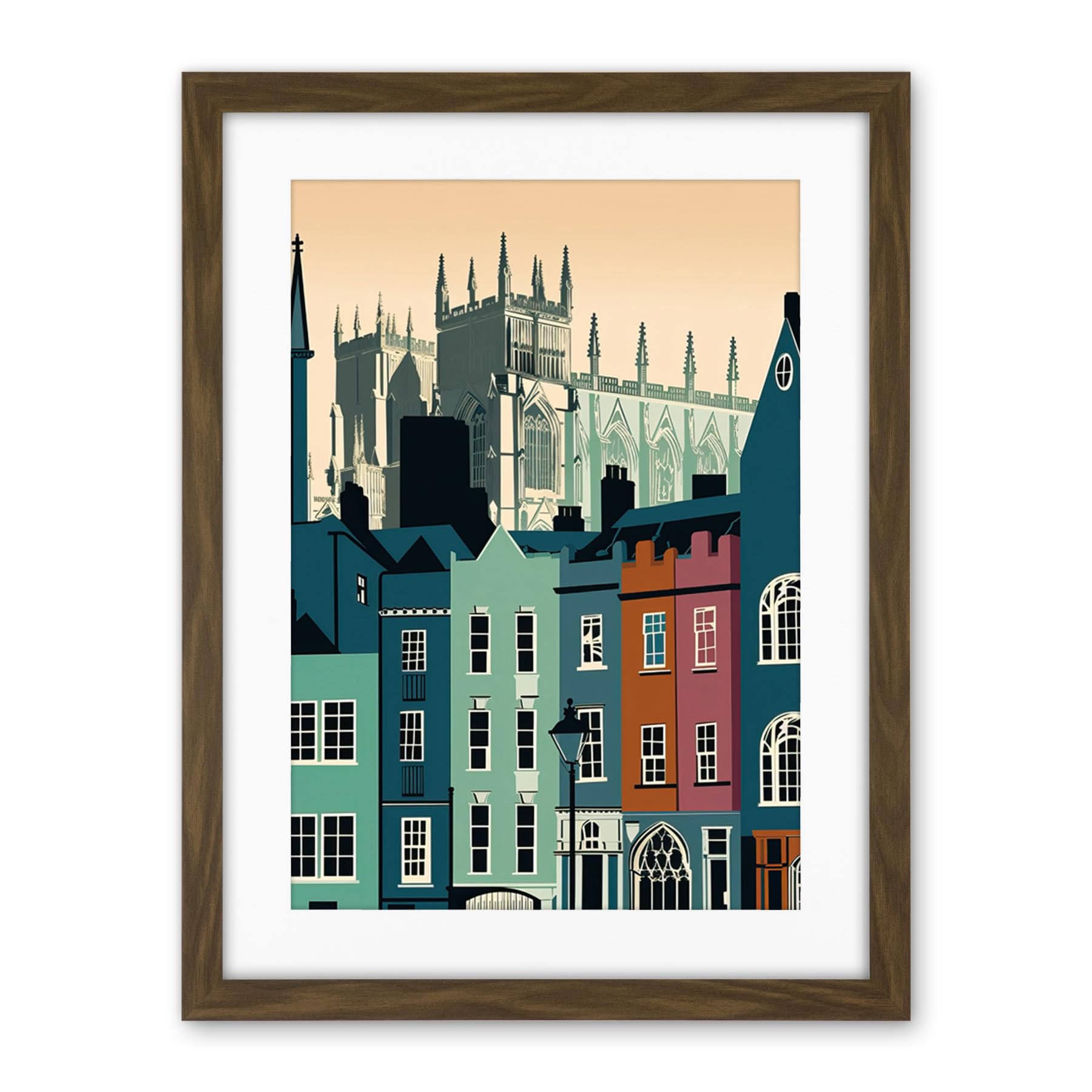 Artery8 York Minster and Shambles Street Cityscape Artwork Framed Wall Art Print 18X24 Inch