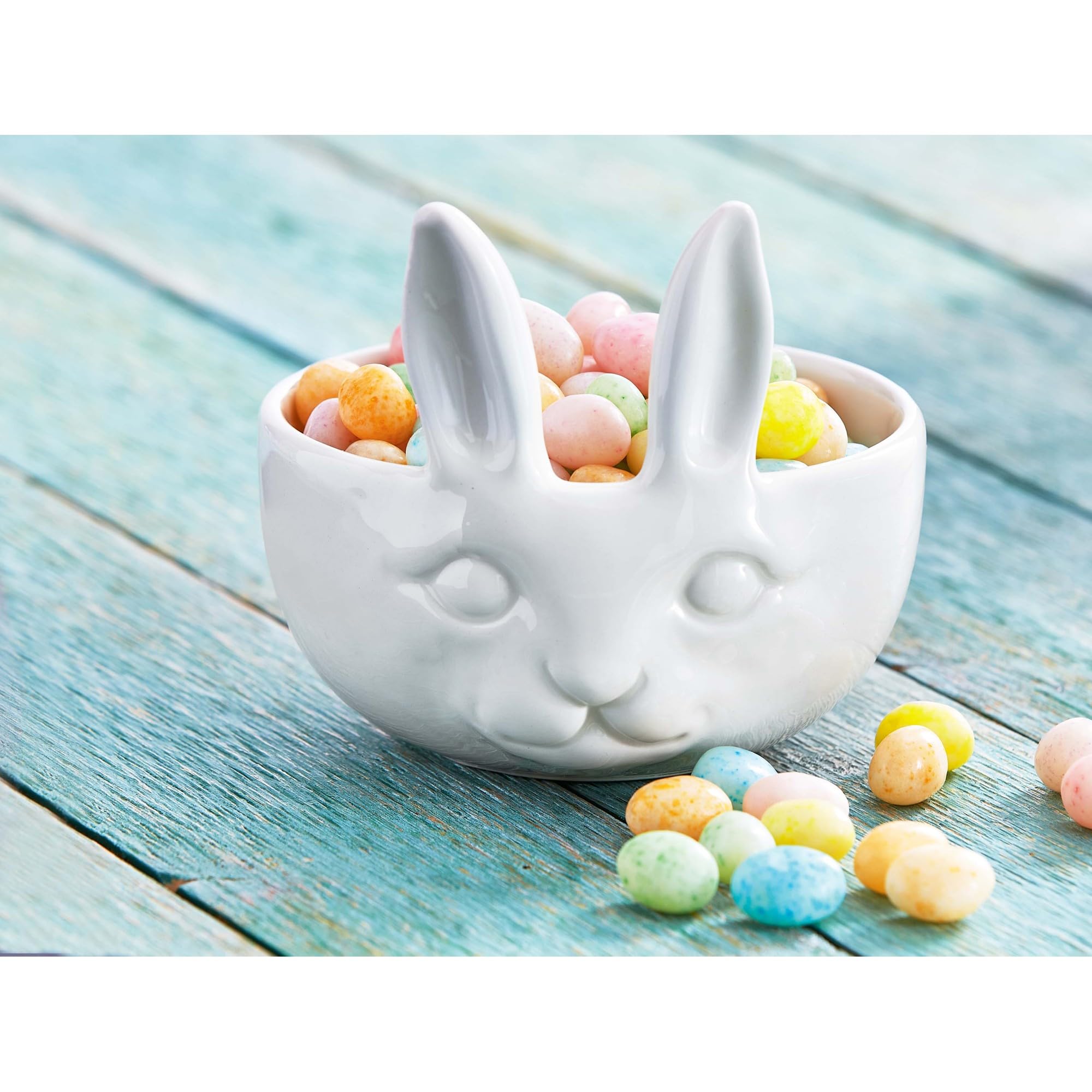 TAG Stoneware Easter Spring White Bunny Snack Bowl 16 oz. White