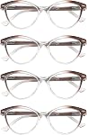 HEEYYOK 2.75 Reading Glasses Women Small Face Readers For Women Cat Eye 4-Pack Cheaters Reading Glasses Comfort Spring Hinge