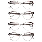 HEEYYOK Women Reading Glasses 4 Pack 1.0 Cateye Readers Glasses Reading Comfort Spring Hinge(4 Pack Color-C4, 1.00, x)