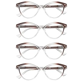 HEEYYOK Women Reading Glasses 4 Pack 1.75 Cateye Readers Glasses Reading Comfort Spring Hinge(4 Pack Color-C4, 1.75, x)