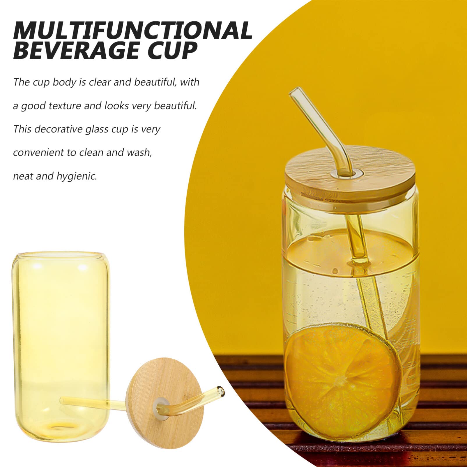 KALLORY Elegant Can Cup for Juice Beer Glasses Household Water Cup with Straw Design