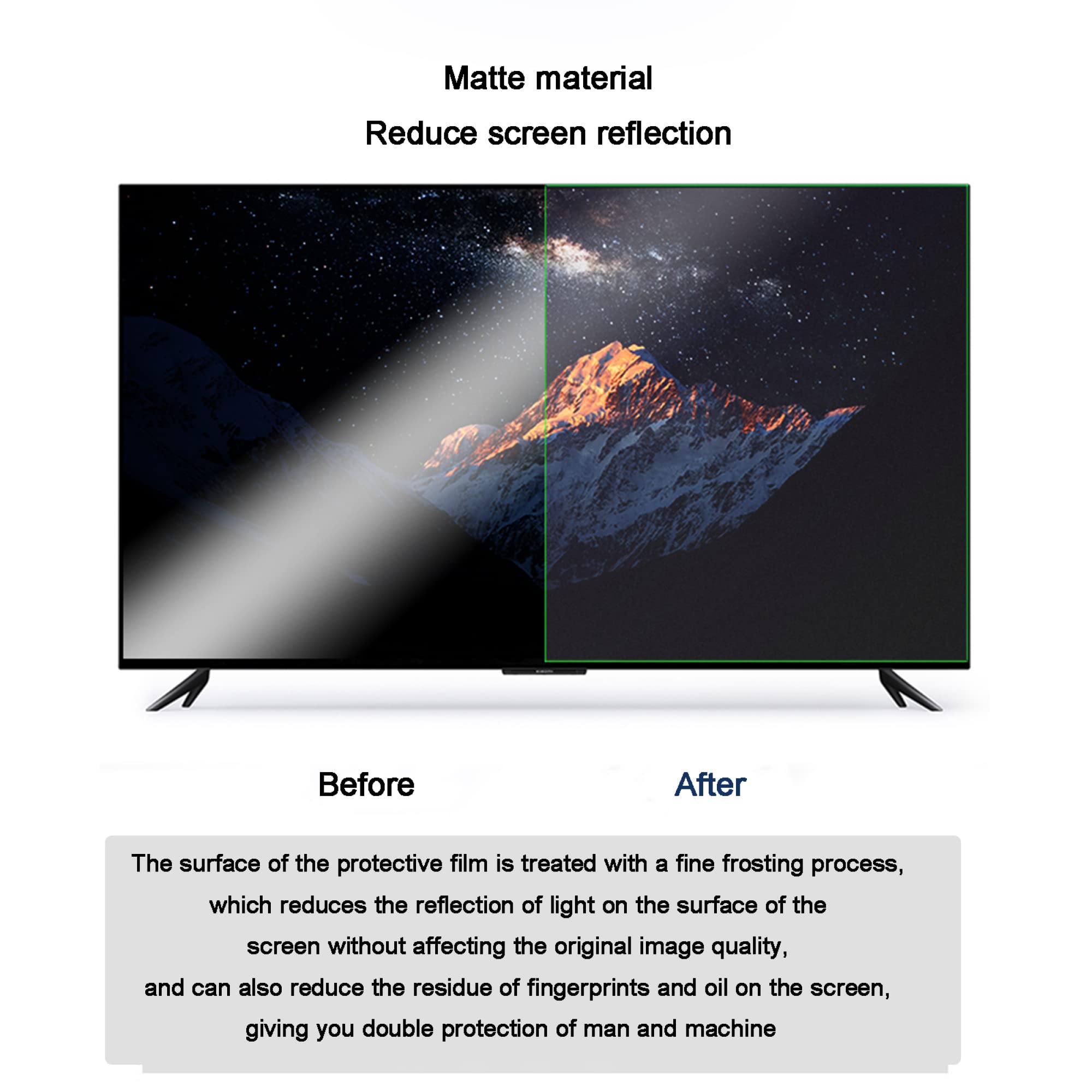 Protecteur d'écran TV Mat 42-65 Pouces Anti-reflet Anti-lumière Bleue Anti-Rayures pour LCD LED 4K OLED QLED HDTV