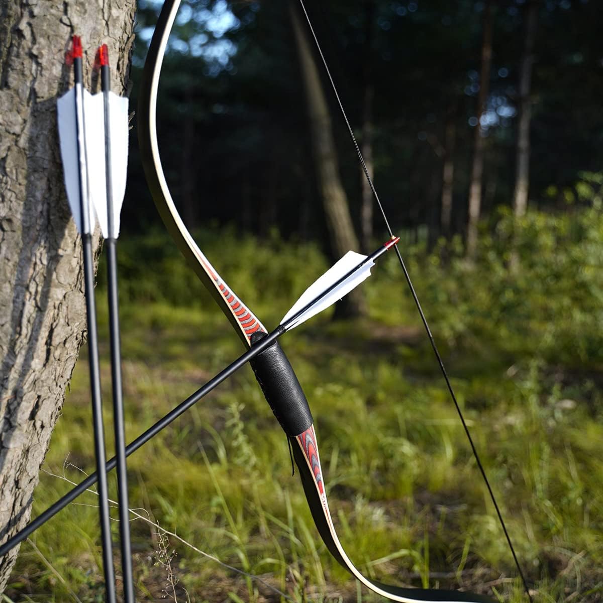 PMZ Archery 58" Recurve Bow Horsebow Longbow Traditional Bow Archery Set : Sports & Outdoors