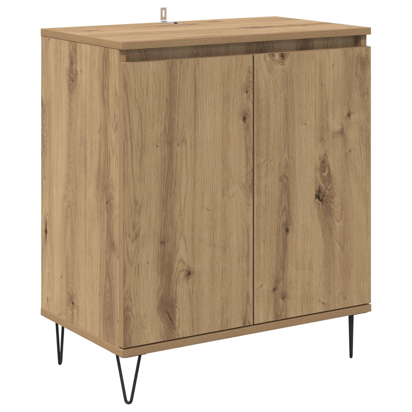 Aparador de madera roble Artisan con patas de metal para organizar el salón y la oficina