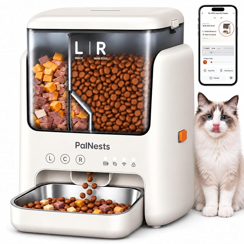 Comedouro automático para gatos PalNests com câmara dupla e aplicativo inteligente, 5 L