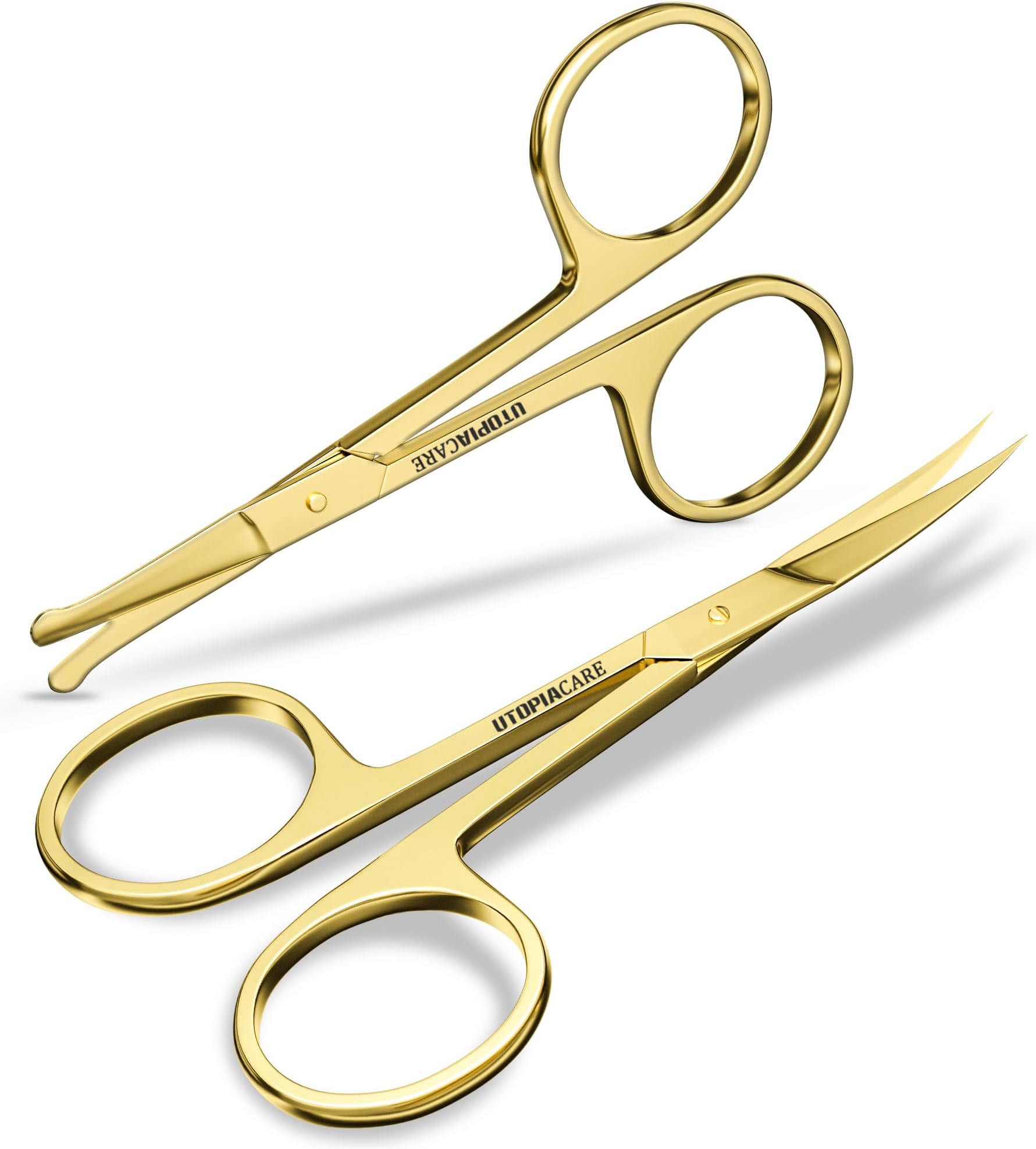 Utopia Care Eyebrow Scissors, Professional Stainless Steel Small Shears for Men and Women, Nose Hair Scissors for Grooming Mustache, Beard, Eyelashes, Ear Hair Trimming, Gold