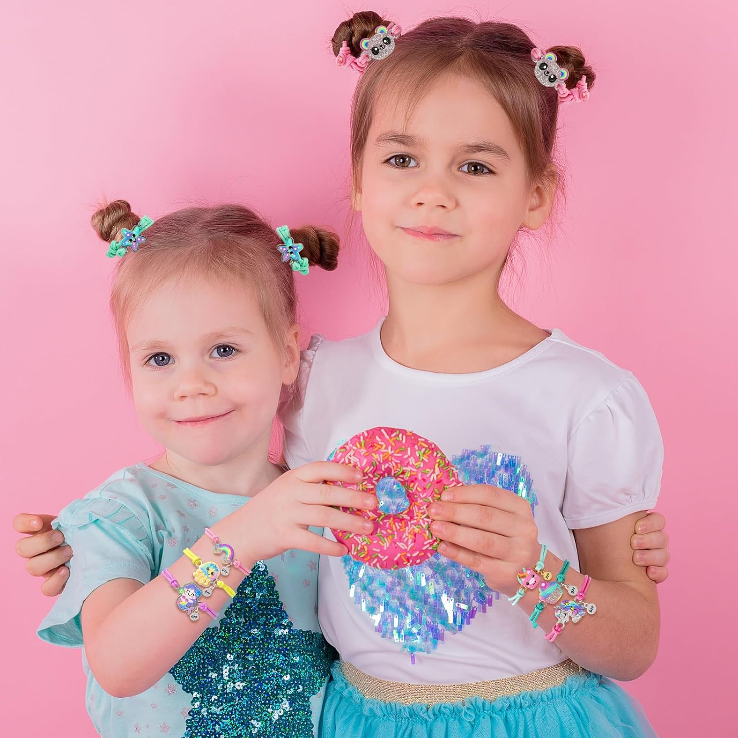 Girls Unicorn Mermaid Bracelets for Kids Friendship Jewelry Lovely Best Friend Gift Matching Couples Gift Panda Rainbow Pendants BFF String Wristband Pretend Play Bracelet Bulk Bracelet 8pcs-Style 2 - Image 7