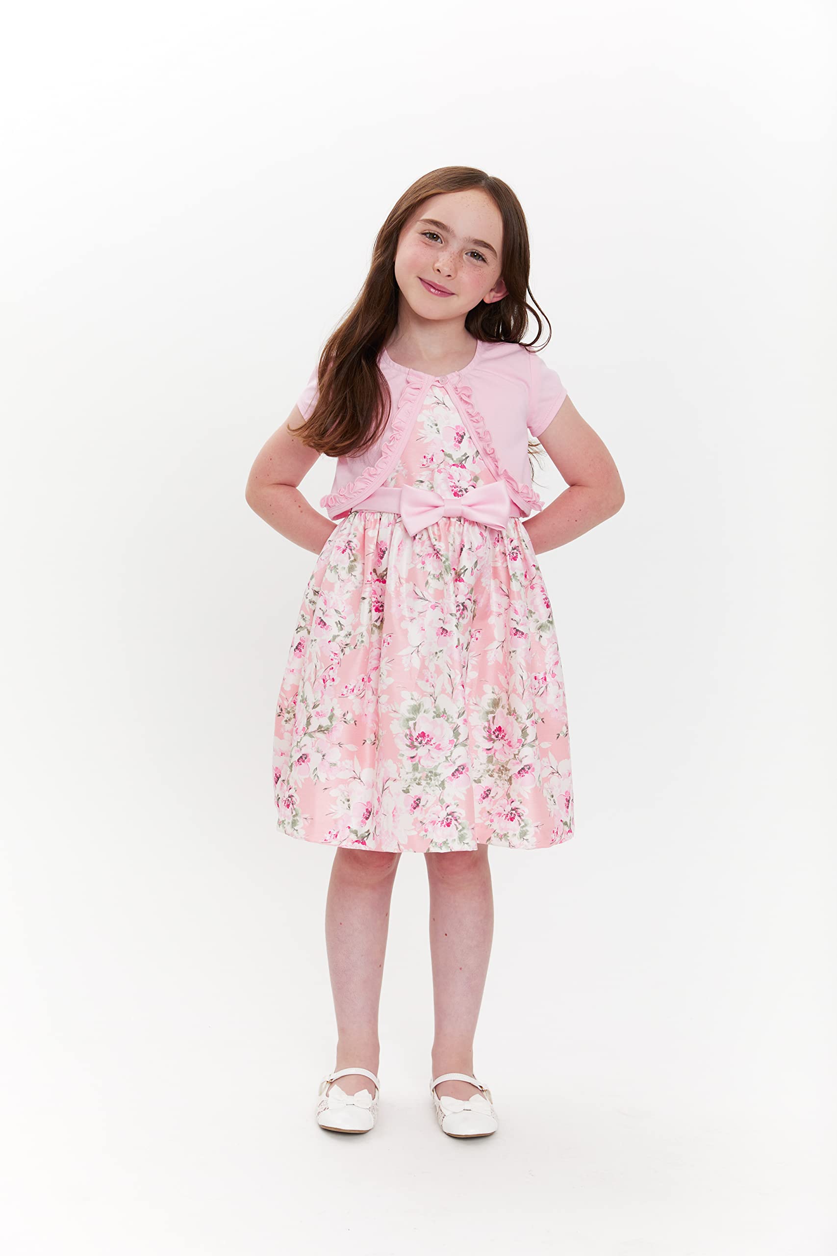 Bonnie Jean Mädchen Ostern Kleid - Blumenkleid mit kurzen Ärmeln Cardigan für Baby, Kleinkind, kleine und große Mädchen