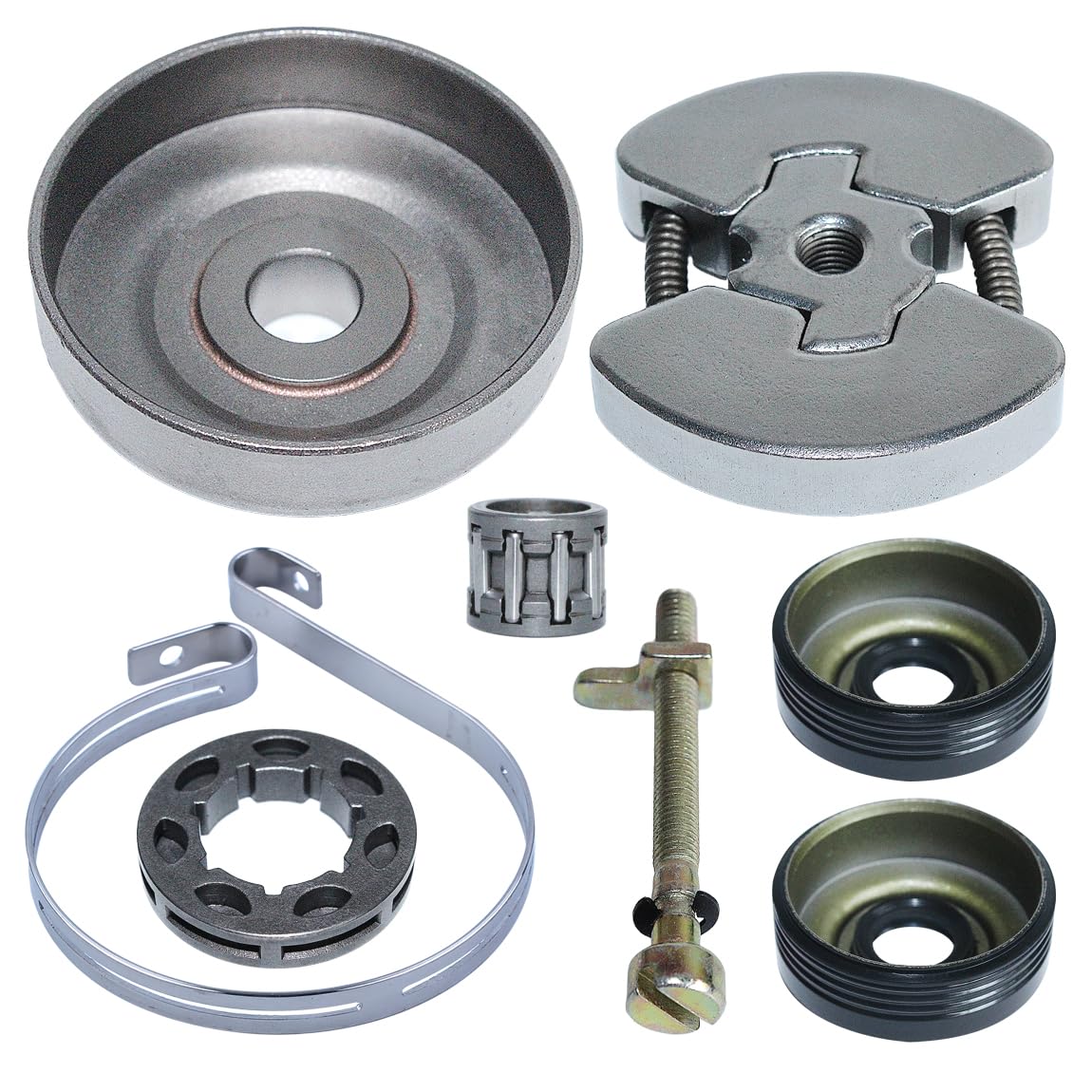 Kit de llanta piñón Tambor Embrague 3/8" y 7 Dientes, Adecuado para Motosierra Banda Freno Cadena Sello Aceite 420, 390, 350, 351, 352, 370 371