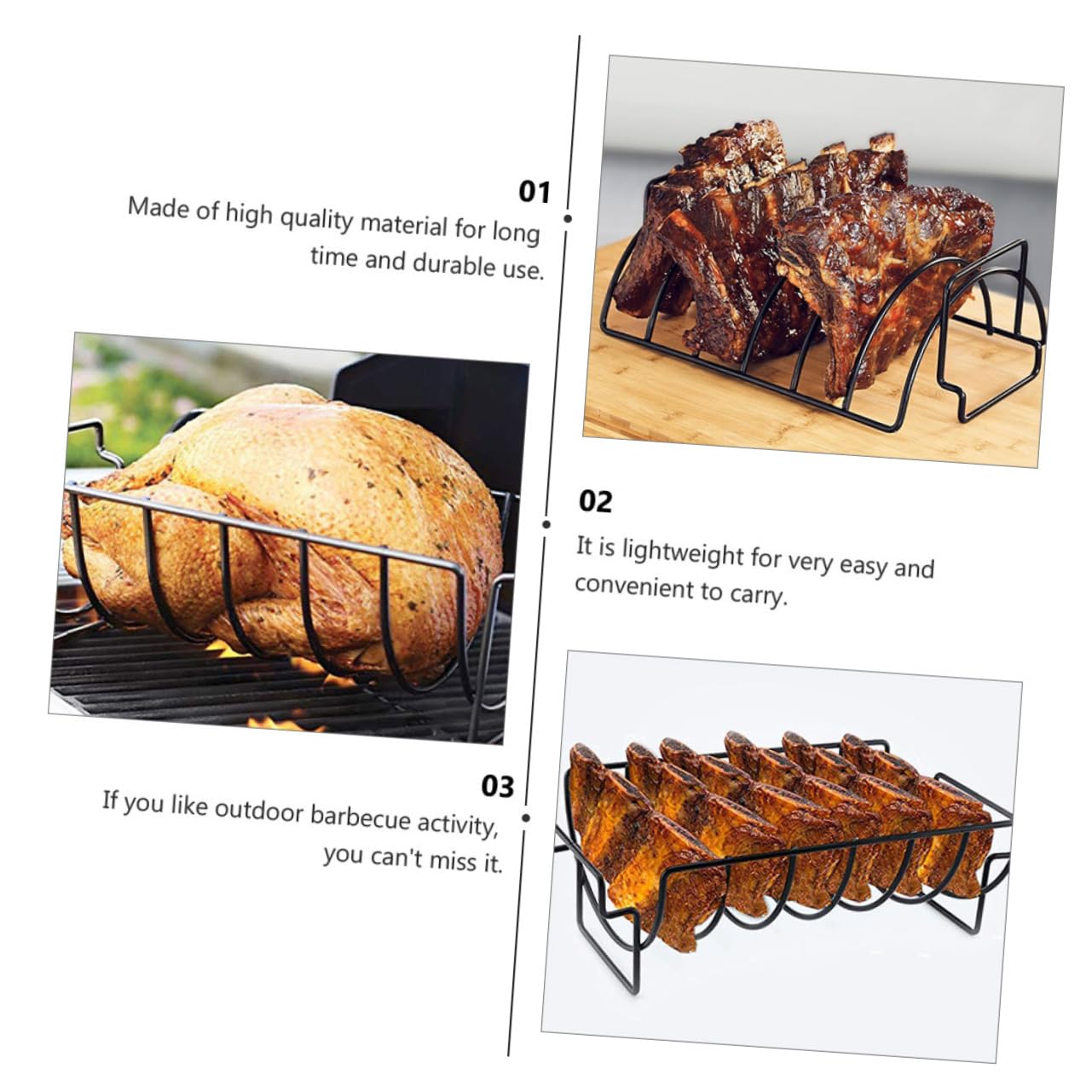 Toddmomy Supporto per Barbecue in Ferro, Leggero e Portatile, per Grigliate All'aperto, Accessorio Pratico per Carne e Pollo