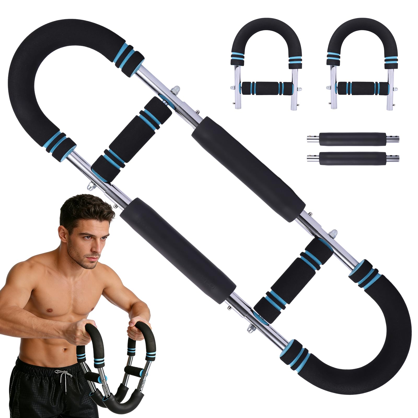 Twister Armtrainer, Appareil de Musculation Réglable (18KG-50KG), Portable Barre de Torsion avec Design Amovible, Entraînement Complet des Pectoraux, Bras et Avant-Bras à la Maison