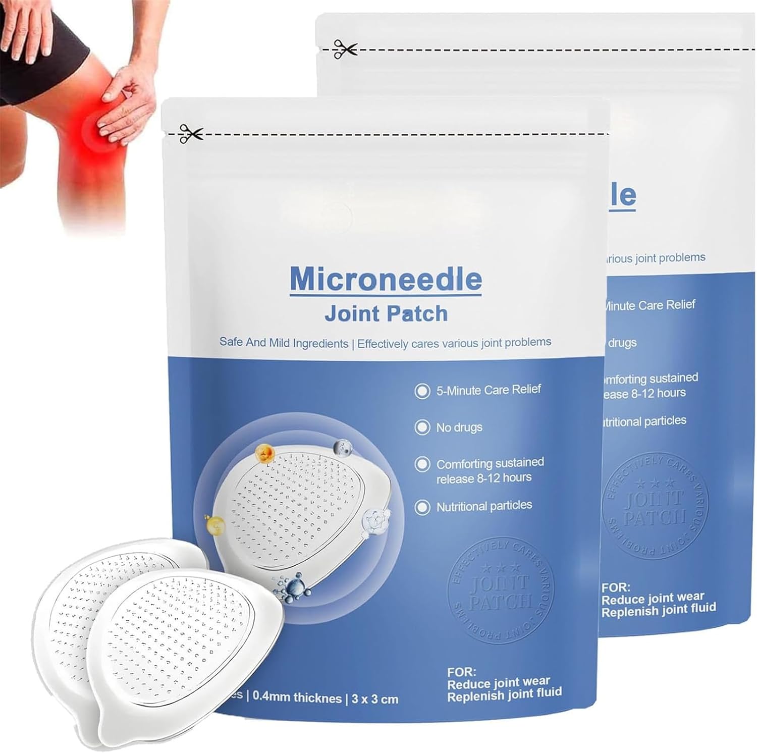 EQVP Nano-Microneedle Joint Patch, Natural Herbal Patch, EQVP Knee Patches, Nano-Microneedle Patches, Muscle Soreness in Knee, Neck, Shoulder, for Women and Men (2 Box)