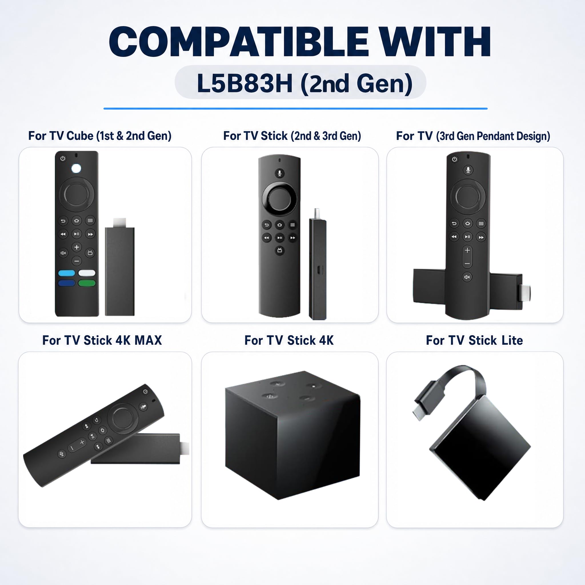 Paquete de 1 mando a distancia de repuesto por voz compatible con 2ª generación L5B83H, con Amazon Smart TV Stick (2ª generación, 3ª generación, Lite, 4K), compatible con todos los televisores