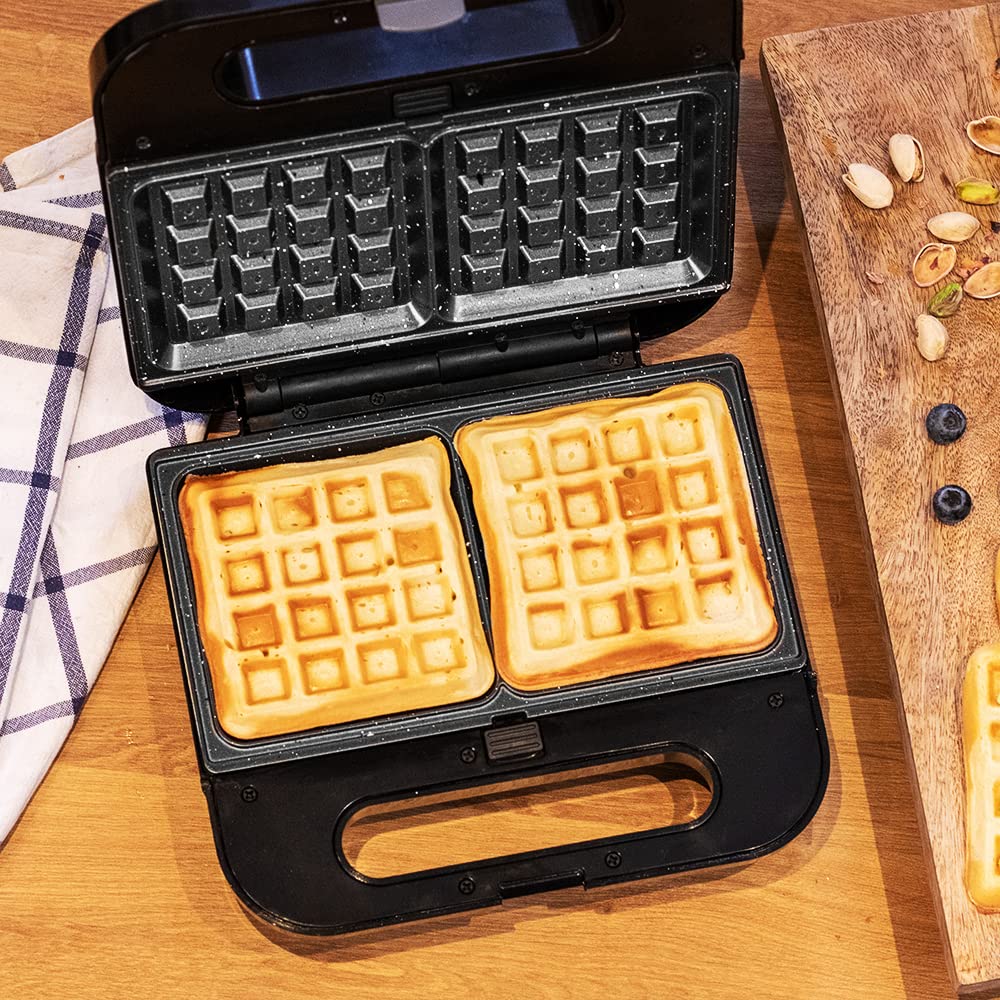 Cecotec Appareils à sandwich et presses à panini Rock'nToast Deep 3in1. Appareil panini gaufre croque monsieur 3-en-1, plaques amovibles,antiadhérent, 1000W, inox, sans PFOA, position verticale