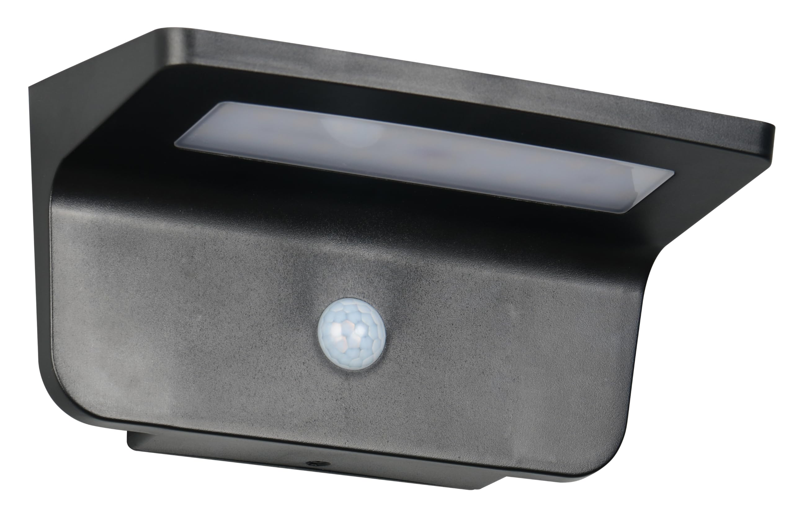 Reality Leuchten LED Applique murale solaire d’extérieur ATICO R24696132, Plastique Noir mat, 8 Watt LED, Hybride Solaire/Batterie, Capteur crépusculaire, Capteur de mouvement