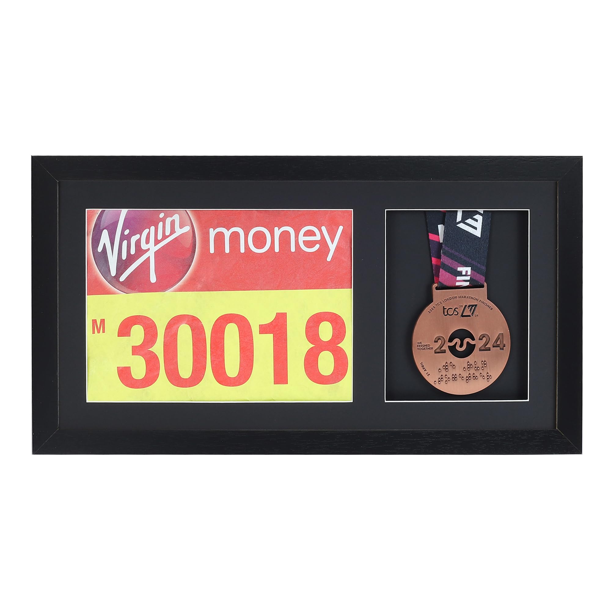 Medal display Frame with Apertures for Bib and Photo. Handmade. Perfect for Runners, Swimmers, Cyclists, Athletes | Marathon Medals