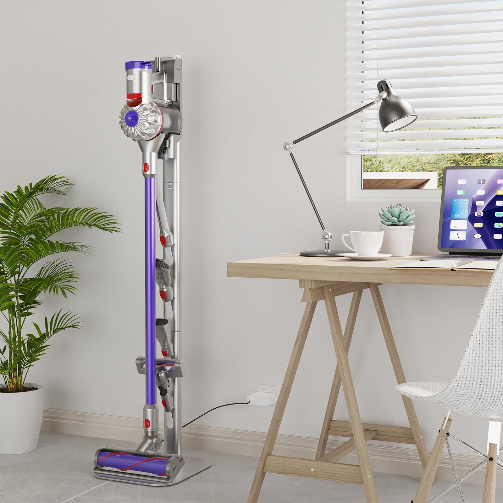 OUTBROS Staubsauger Ständer mit 4 Haken-Kompatibel für Dyson halterung, Silbrig