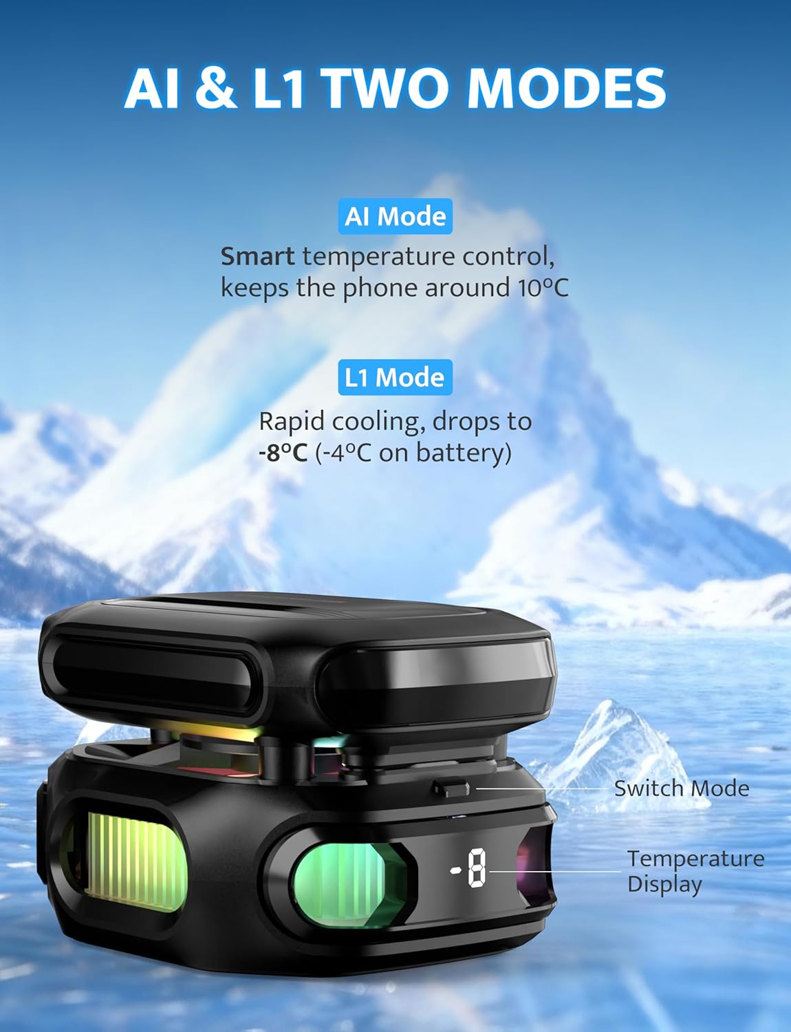 darkFlash Magnetic Cell Phone Cooler for Gaming, Portable Phone Cooling Fan with Rechargeable Battery, Phone Radiator with RGB Light, Compatible with iPhone/Samsung/Android/iPad/Tablet (DK-GT)