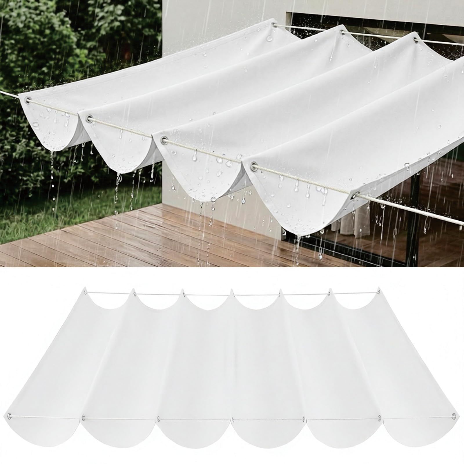 Voile d'ombrage rétractable en vague pour sublimer votre terrasse et patio