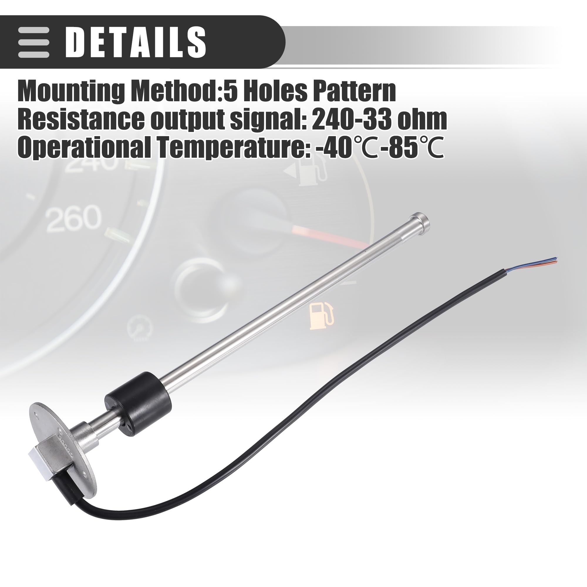 Capteur De Niveau Carburant 240-33 Ohms - 15 Pouces, Inox Pour Bateau, Camping-car Ou Camion