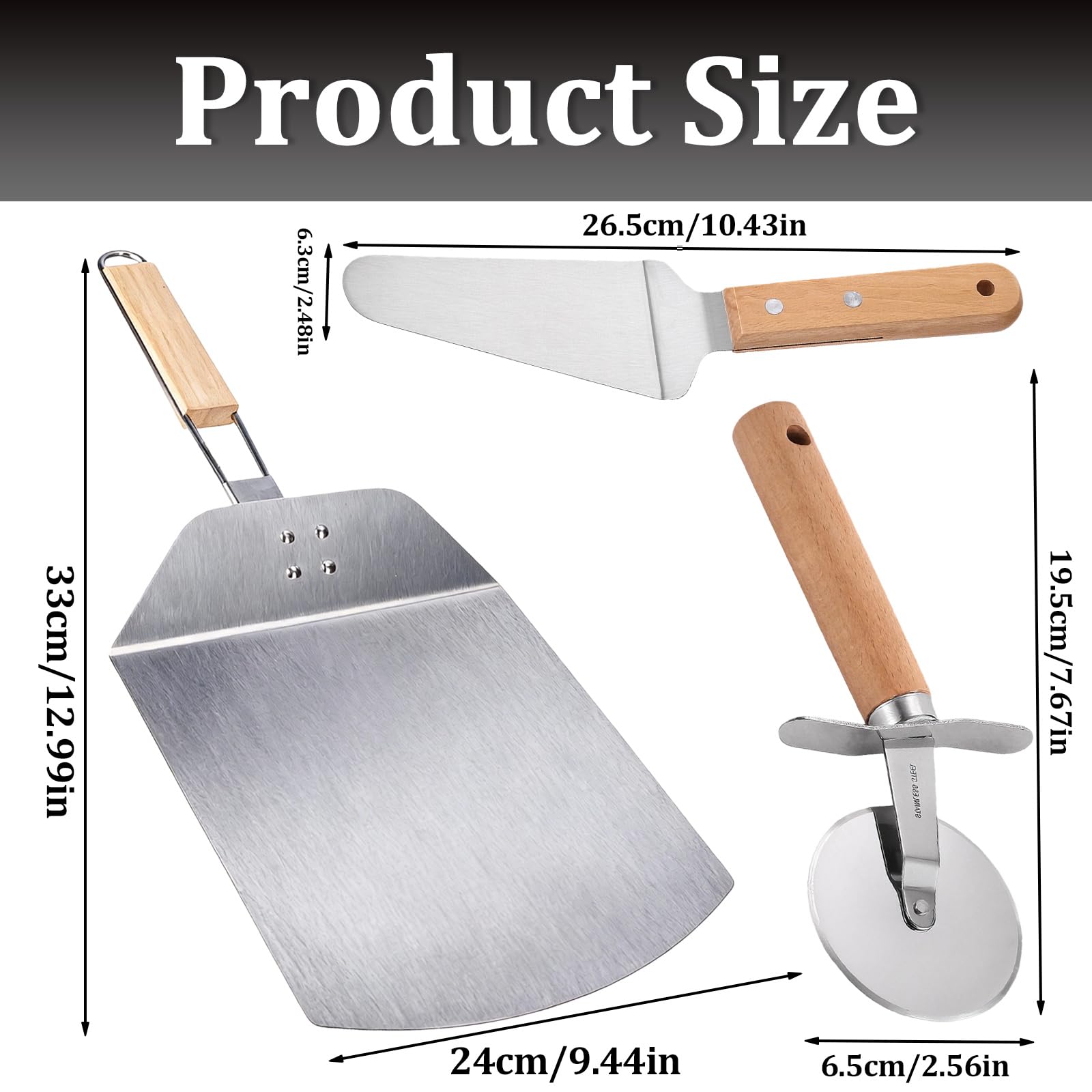 Łopatka do pizzy: łopatka do pizzy ze stali nierdzewnej, do kamienia do pizzy, wysokiej jakości łyżka do pizzy ze składanym uchwytem – 57 x 24 cm XXL do piekarnika/grilla, odporna na wysokie
