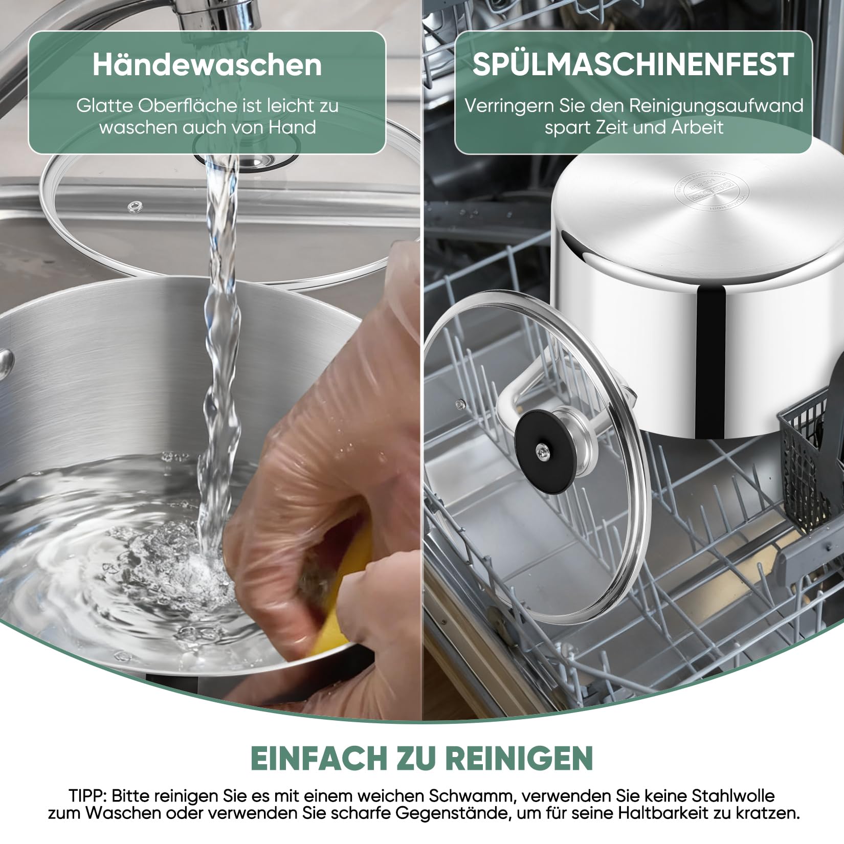 Onader 3-warstwowy garnek ze stali nierdzewnej ze szklaną pokrywką (1, 7,5 l)