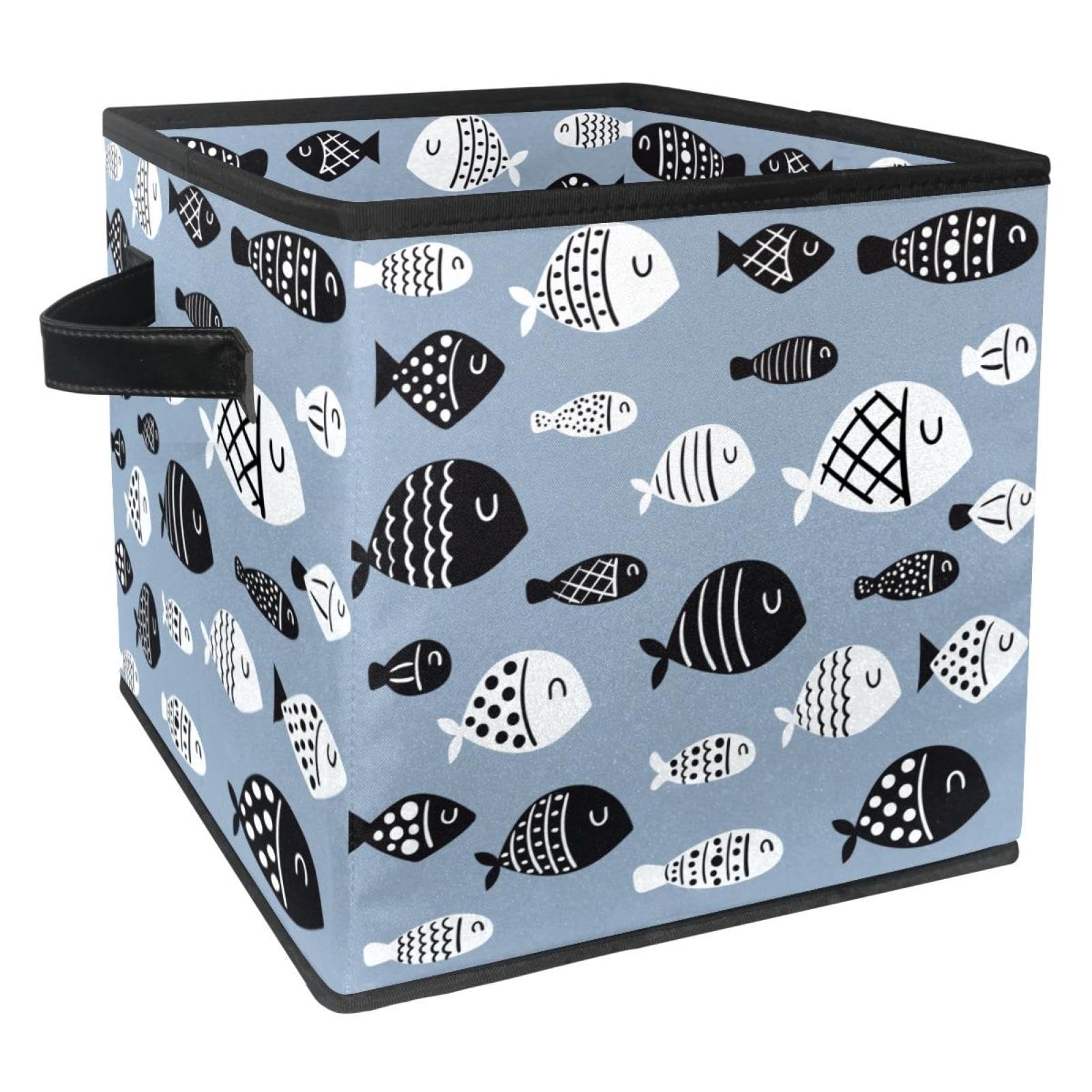 Boîte de rangement pliable motif poisson en tissu pour placard et chambre