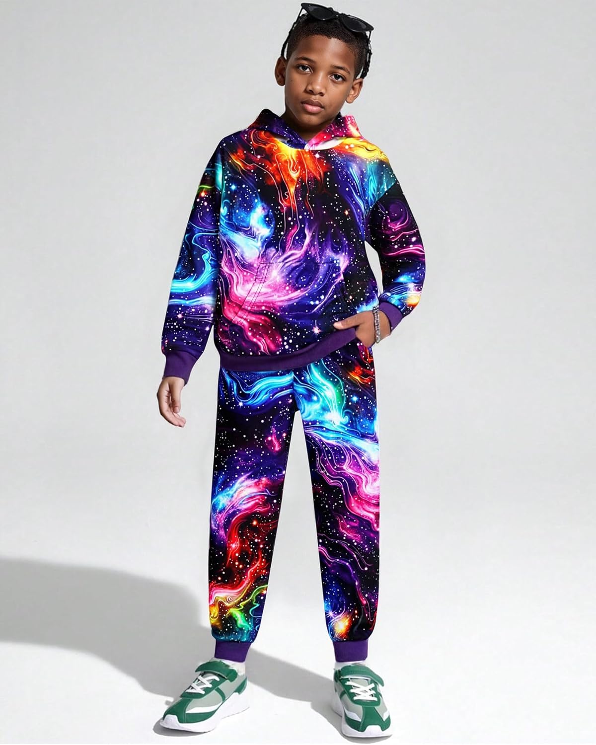 Boy 2 Pcs Clothes Cool 3D Printing Long Sleeve Hoodie & Sweatpants Outfit for 5-12 Years - Image 4
