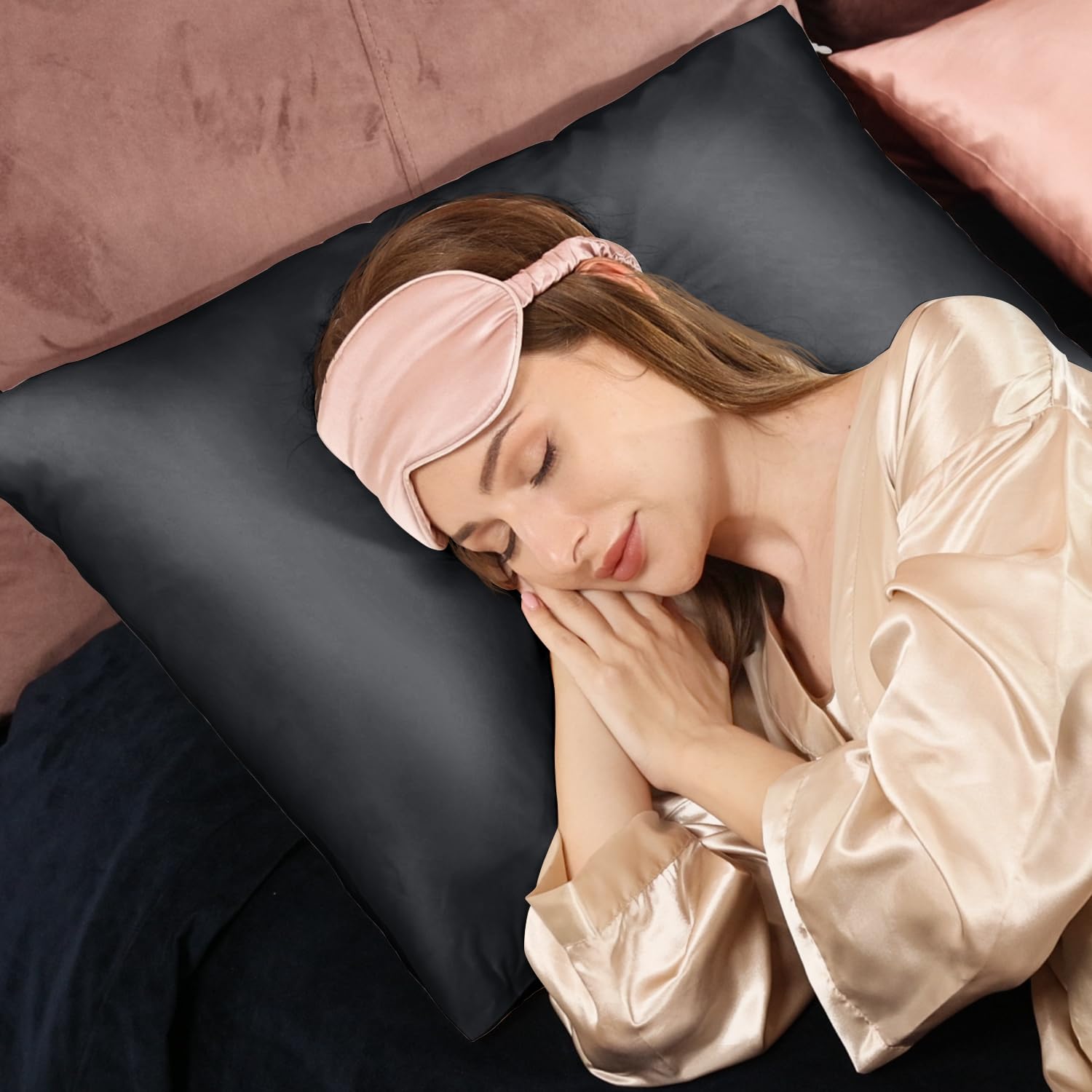 Lot de 2 housses de coussin en satin de qualité supérieure