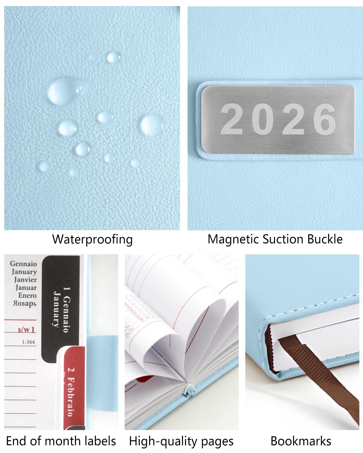 400 Pagine HW CASA Agenda 2026 Giornaliera A5,Festività (DE/IT/ES/EN/FR), Passante e Portapenna | Festività (DE/IT/ES/EN/FR), Riepiloghi Mensili | Gennaio-Dicembre