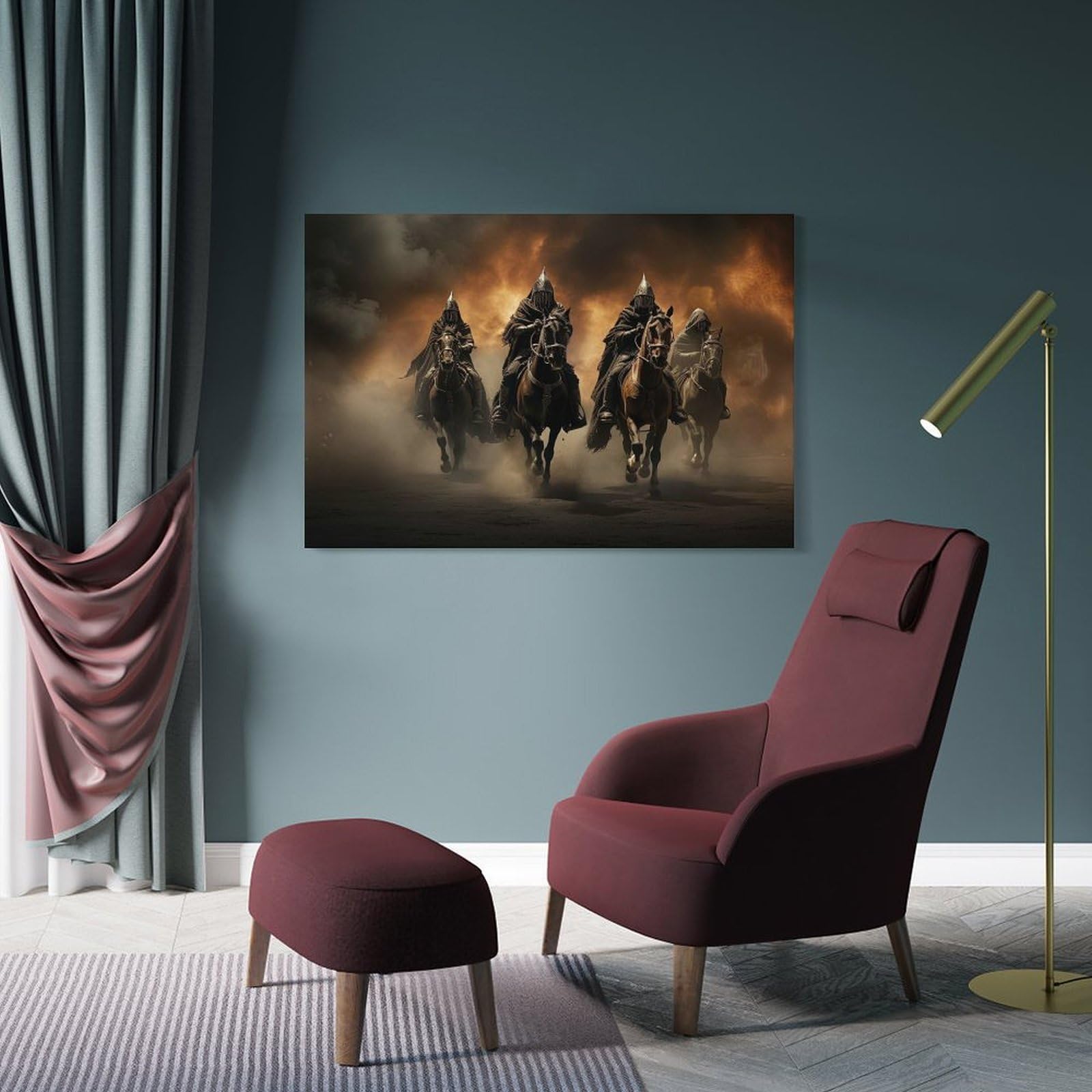 Junmoney Frame-Style-21-1 Apocalypse Horses Riding Decorative Wall Artwork 12X18inch(30X45cm), For Corridors, Hallways Or Apartment Entries, Home Artwork For First Impressions