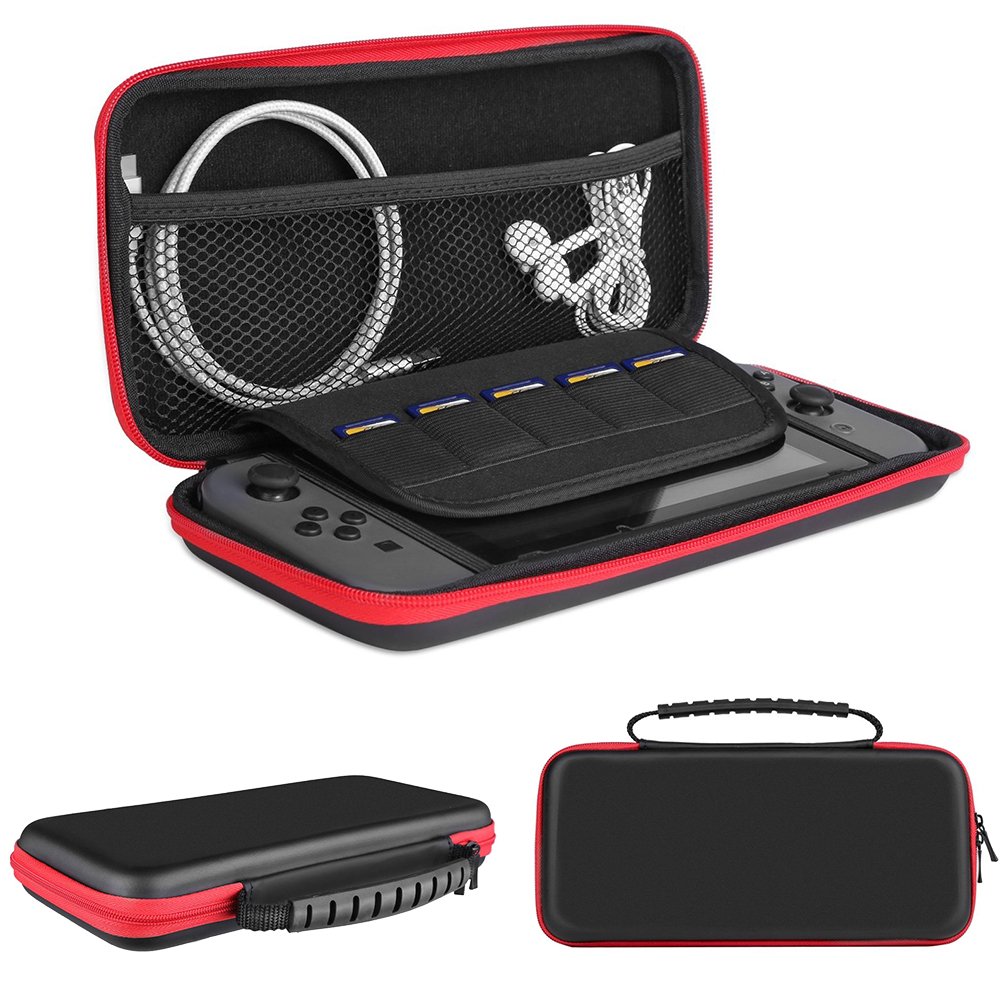Carrying Case for Nintendo Switch DIWUER Starter Kit Built-in Game Card Holders Joy-con Game Console Accessories Protective Storage Bag