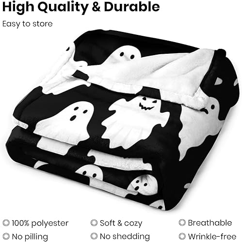 Miniatura 9 de Manta de fantasma rosa para niñas, mujeres y niños, manta de franela de felpa, bonita manta suave y acogedora para sofá, cama, sofá, rosa,