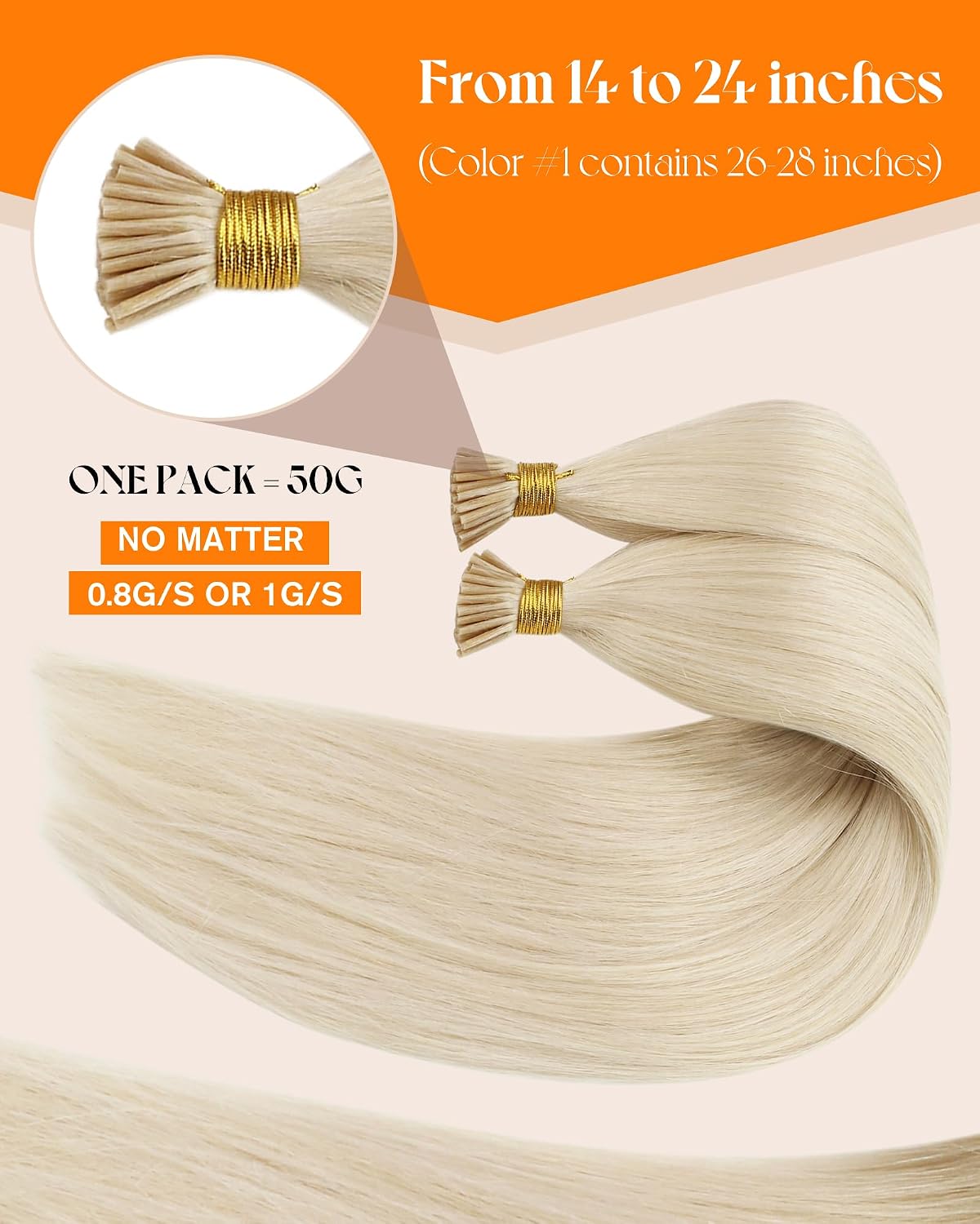  I Tip  Extensions Human  Platinum Blonde 14 Inch thumbnail