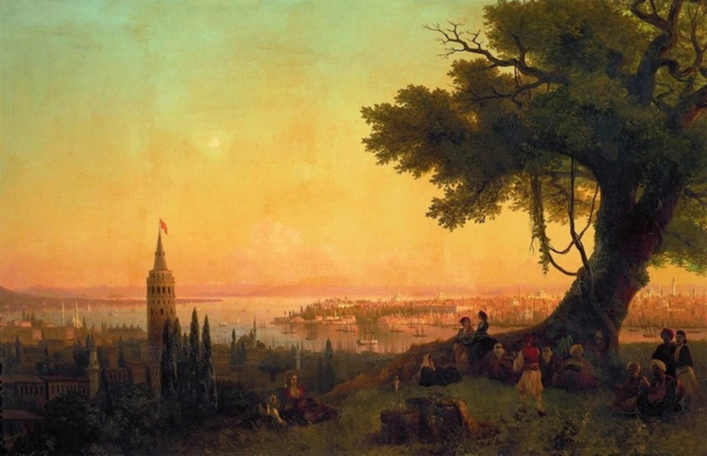 SERENDIPITP Abstract Painting Mural Print Picture Wall Decor Painting View of Constantinople by Ivan Constantinovich Ayvazovsky Vintage Wall Artwork for Home Decor 60x90cm