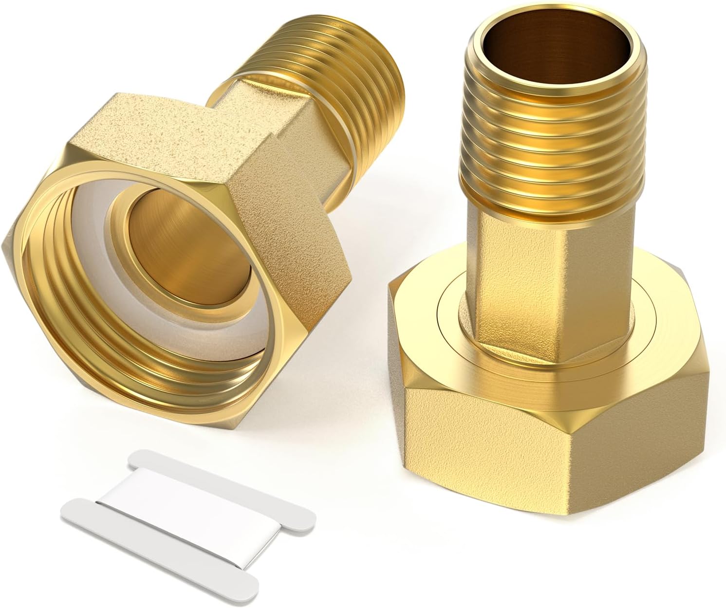 GASHER 2Pcs Brass Water Meter Pipe Fitting，3/4" NPT Male x 1" Female Adapter Pipe Fitting