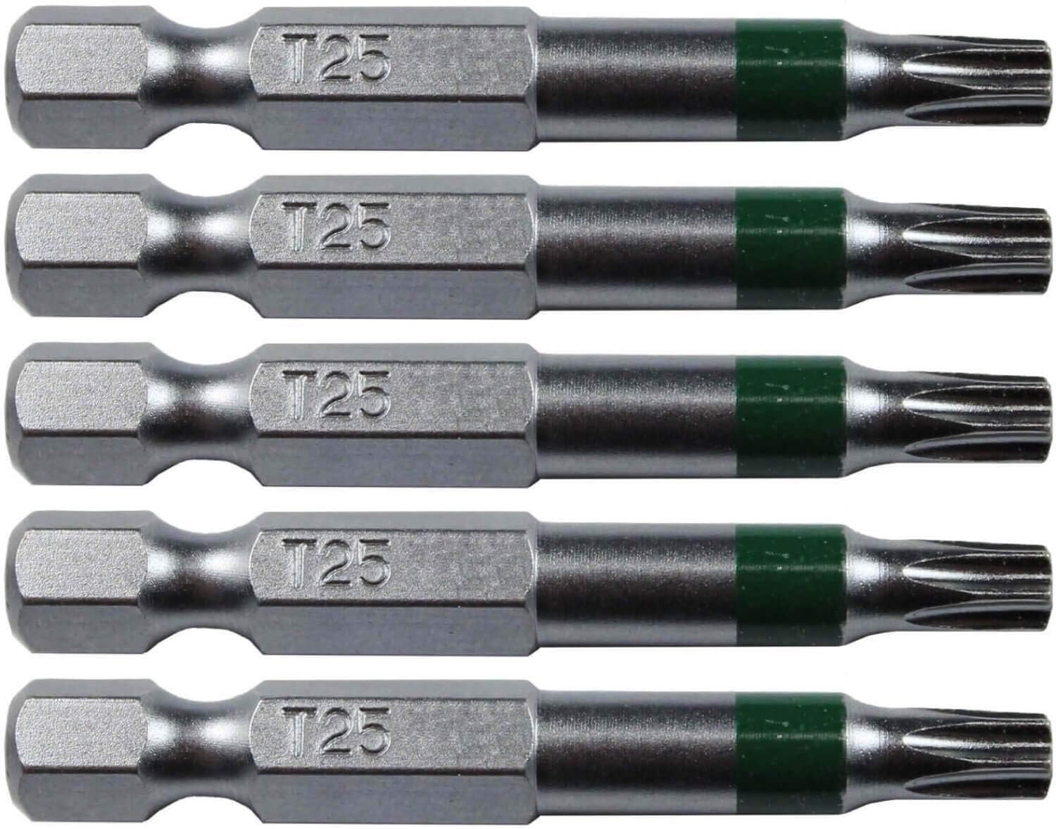 T25 Torx/Star Driver Bit - Color Coded 2" Torx/Star Drive Quick Change Shank Bit for Screws and Fasteners Requiring T25 Size Bits (5 Pack)