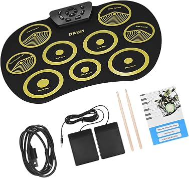 Electronic Collapsible Roll Up Drum Set with Foot Pedal Exercise Pad and Stick Digital Electric Drum Kit Electronic Drum Set for Beginners