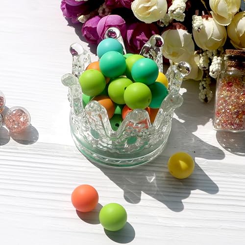 Miniatura 5 de 120 cuentas de silicona de 0.59 pulgadas (0.591 in), 24 colores mezclados, cuentas sueltas para la fabricación de joyas, manualidades de bricolaje,