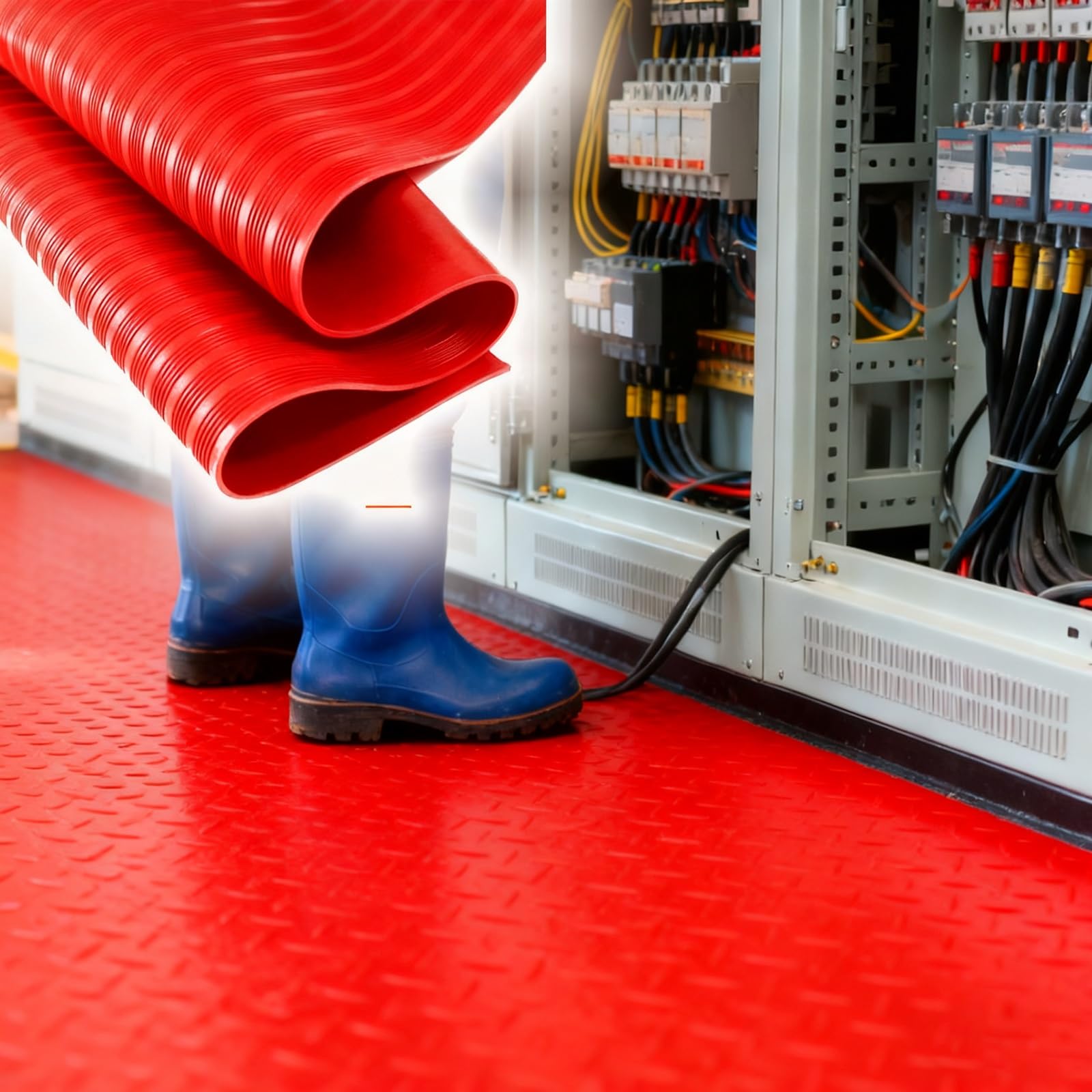 Generisch Isoliermatte, individuell anpassbare, 6,35 mm Dicke, isolierende Gummisicherheitsmatten für Elektriker – wasserdicht, Nicht leitend, zuschneidbar (rot, 335,4 cm x 97,65 cm x 6,35 mm)